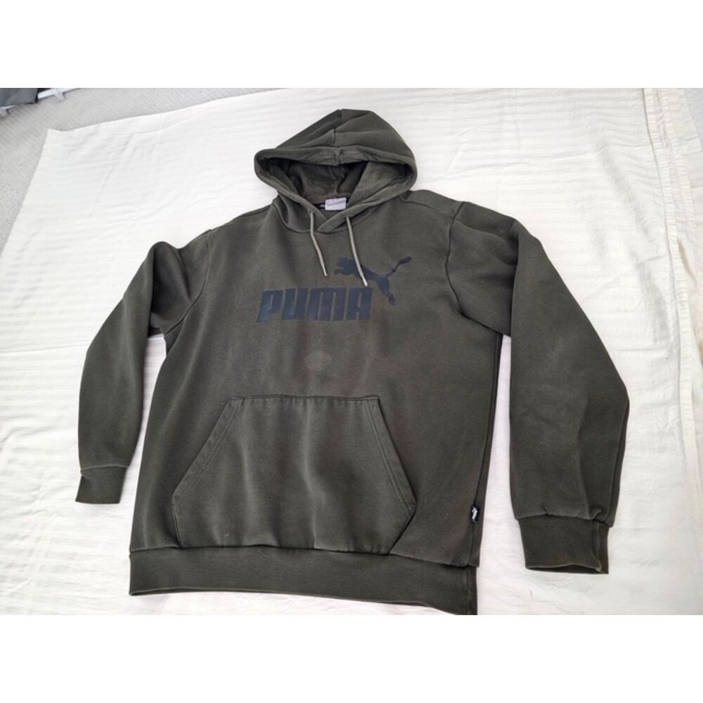 Puma Women's Olive Green Pullover Hoodie - Size M - AS IS (Stain/Faded)